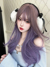 Load image into Gallery viewer, INSTOCK ★PURPLE★  Korean Wavy Curly Airy Bangs Long Hair Wig Cosplay [Adjustable/Breathable]
