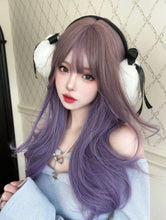Load image into Gallery viewer, INSTOCK ★PURPLE★  Korean Wavy Curly Airy Bangs Long Hair Wig Cosplay [Adjustable/Breathable]

