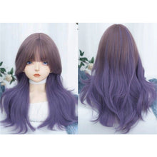 Load image into Gallery viewer, INSTOCK ★PURPLE★  Korean Wavy Curly Airy Bangs Long Hair Wig Cosplay [Adjustable/Breathable]
