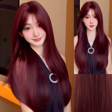 Load image into Gallery viewer, INSTOCK ★RED★ Korean Layered Mid Parting Straight Long Hair Wig Cosplay [Adjustable/Breathable]
