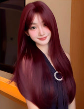 Load image into Gallery viewer, INSTOCK ★RED★ Korean Layered Mid Parting Straight Long Hair Wig Cosplay [Adjustable/Breathable]
