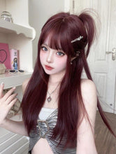 Load image into Gallery viewer, INSTOCK ★DARK RED★ Korean Airy Bangs Long Straight Wig [Adjustable/Breathable]
