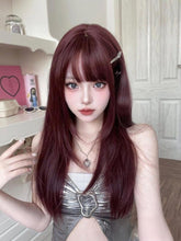 Load image into Gallery viewer, INSTOCK ★DARK RED★ Korean Airy Bangs Long Straight Wig [Adjustable/Breathable]
