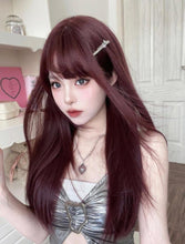 Load image into Gallery viewer, INSTOCK ★DARK RED★ Korean Airy Bangs Long Straight Wig [Adjustable/Breathable]
