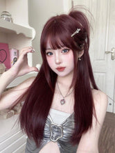 Load image into Gallery viewer, INSTOCK ★DARK RED★ Korean Airy Bangs Long Straight Wig [Adjustable/Breathable]
