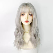 Load image into Gallery viewer, INSTOCK ★SILVER-WHITE★ Korean Airy Bangs Long Curly Hair Wig [Adjustable/Breathable]
