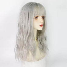 Load image into Gallery viewer, INSTOCK ★SILVER-WHITE★ Korean Airy Bangs Long Curly Hair Wig [Adjustable/Breathable]
