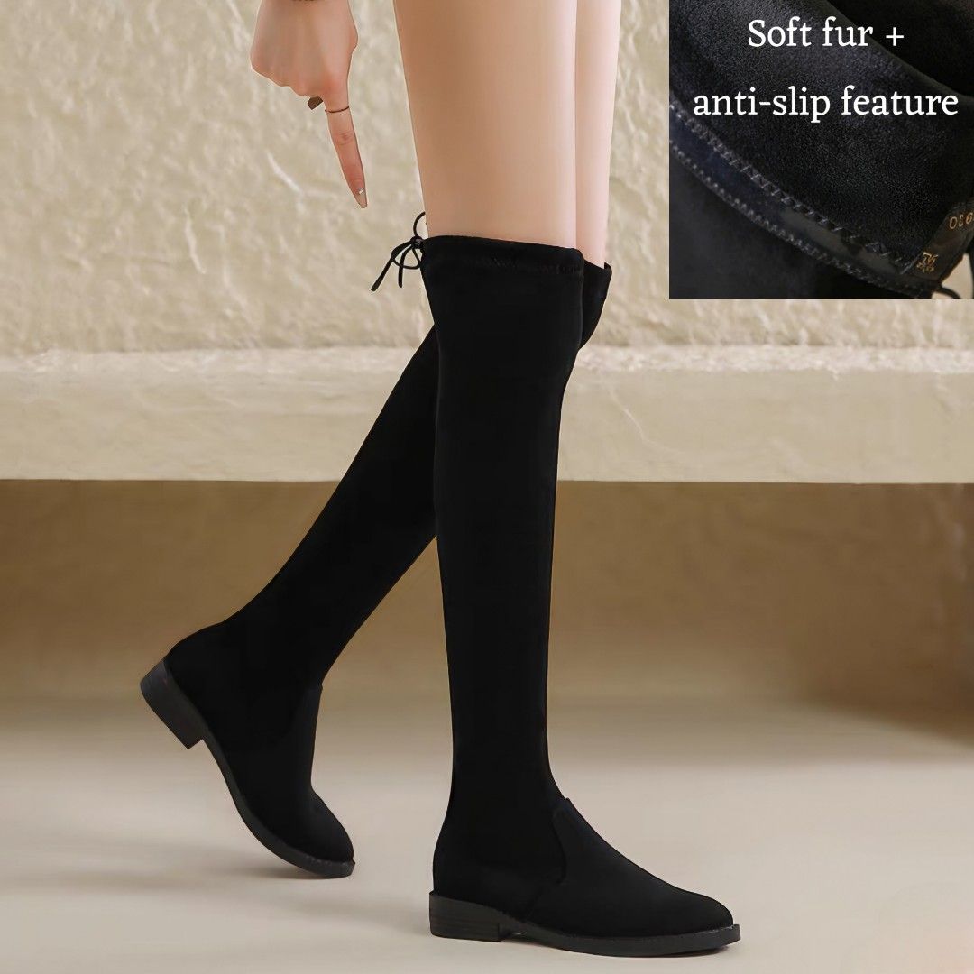 INSTOCK ★SIZE 40★ 3CM Korean Style Suede Soft Heel Over The Knee Length Slimming Effect Boots Shoe [+Anti-Slip Feature]