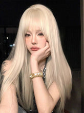 Load image into Gallery viewer, INSTOCK ★WHITE BLONDE★ Korean Straight Airy Bangs Long Hair Wig Cosplay [Adjustable/Breathable]
