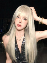 Load image into Gallery viewer, INSTOCK ★WHITE BLONDE★ Korean Straight Airy Bangs Long Hair Wig Cosplay [Adjustable/Breathable]
