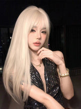 Load image into Gallery viewer, INSTOCK ★WHITE BLONDE★ Korean Straight Airy Bangs Long Hair Wig Cosplay [Adjustable/Breathable]
