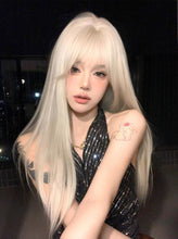 Load image into Gallery viewer, INSTOCK ★WHITE BLONDE★ Korean Straight Airy Bangs Long Hair Wig Cosplay [Adjustable/Breathable]
