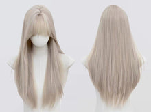 Load image into Gallery viewer, INSTOCK ★WHITE BLONDE★ Korean Straight Airy Bangs Long Hair Wig Cosplay [Adjustable/Breathable]

