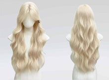 Load image into Gallery viewer, INSTOCK ★WHITE BLONDE★ Korean Curtain Bangs Mid Parting Wavy Curly Long Hair Wig [Adjustable/Breathable]
