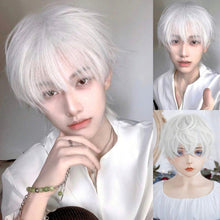 Load image into Gallery viewer, INSTOCK ★WHITE★ Men Korean Style Bangs Short Hair Wig [Adjustable/Breathable]

