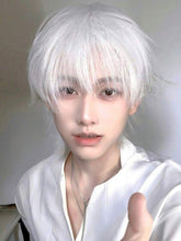 Load image into Gallery viewer, INSTOCK ★WHITE★ Men Korean Style Bangs Short Hair Wig [Adjustable/Breathable]

