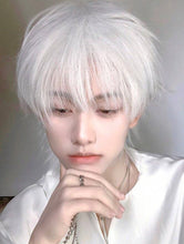 Load image into Gallery viewer, INSTOCK ★WHITE★ Men Korean Style Bangs Short Hair Wig [Adjustable/Breathable]
