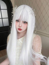 Load image into Gallery viewer, INSTOCK ★WHITE★ Korean Cosplay Straight Airy Bangs Long Hair Wig [Adjustable/Breathable]
