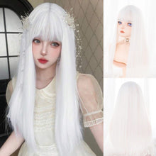 Load image into Gallery viewer, INSTOCK ★WHITE★ Korean Cosplay Straight Airy Bangs Long Hair Wig [Adjustable/Breathable]
