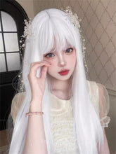 Load image into Gallery viewer, INSTOCK ★WHITE★ Korean Cosplay Straight Airy Bangs Long Hair Wig [Adjustable/Breathable]
