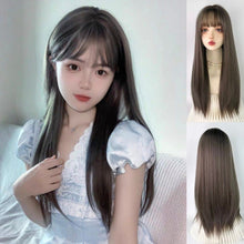 Load image into Gallery viewer, INSTOCK ★Ash Gray Brown★ Korean Straight Airy Bangs Long Hair Wig [Adjustable/Breathable]
