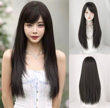 Load image into Gallery viewer, INSTOCK ★BROWN-BLACK★ Korean Style Wig Natural Layered Straight Airy / Side Bangs Long Hair Wig [Adjustable/Breathable]
