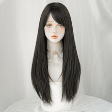 Load image into Gallery viewer, INSTOCK ★BROWN-BLACK★ Korean Style Wig Natural Layered Straight Airy / Side Bangs Long Hair Wig [Adjustable/Breathable]
