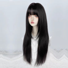 Load image into Gallery viewer, INSTOCK ★BROWN-BLACK★ Korean Layered Straight Airy Bangs Long Hair Wig [Adjustable/Breathable]

