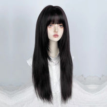 Load image into Gallery viewer, INSTOCK ★BROWN-BLACK★ Korean Layered Straight Airy Bangs Long Hair Wig [Adjustable/Breathable]
