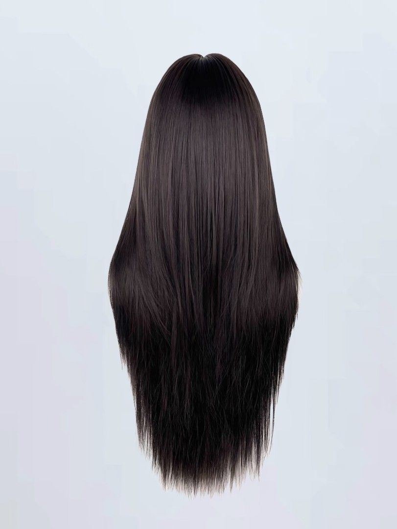 INSTOCK ★BROWN-BLACK★ Korean Layered Straight Airy Bangs Long Hair Wig [Adjustable/Breathable]