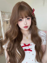 Load image into Gallery viewer, INSTOCK ★Caramel Brown★ Korean Perm Curly Wavy Long Airy Bangs Wig Hair [Adjustable/Breathable]
