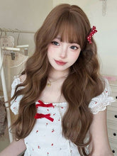 Load image into Gallery viewer, INSTOCK ★Caramel Brown★ Korean Perm Curly Wavy Long Airy Bangs Wig Hair [Adjustable/Breathable]
