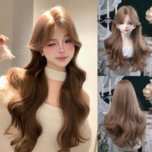 Load image into Gallery viewer, INSTOCK ★Honey Tea Brown★  *LACE FRONT* Korean Mid Parting / Curtain Bangs Wavy Long Hair Wig [Adjustable / Breathable]
