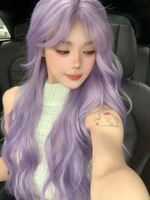 Load image into Gallery viewer, INSTOCK ★LILAC PURPLE★ Korean Curtain Bangs Mid Parting Wavy Curly Long Hair Wig [Adjustable/Breathable]
