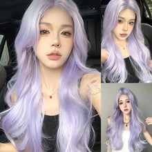 Load image into Gallery viewer, INSTOCK ★LIGHT PURPLE★  *LACE FRONT*  Korean Wavy Curly Airy Bangs Long Hair Wig Cosplay [Adjustable/Breathable]
