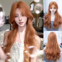 Load image into Gallery viewer, INSTOCK ★ORANGE★ Korean Curtain Bangs / Mid Parting Wavy Long Hair Wig [Adjustable/Breathable]
