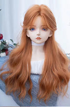 Load image into Gallery viewer, INSTOCK ★ORANGE★ Korean Curtain Bangs / Mid Parting Wavy Long Hair Wig [Adjustable/Breathable]
