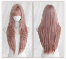 Load image into Gallery viewer, INSTOCK ★PINK★Korean Layered Straight Airy Bangs Long Hair Wig [Adjustable/Breathable]
