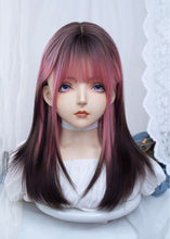 Load image into Gallery viewer, INSTOCK ★Pink Black Gradient★ Korean Wig Straight Airy Bangs Mid Length Hair Cosplay [Adjustable/Breathable]
