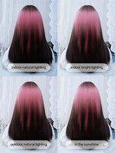 Load image into Gallery viewer, INSTOCK ★Pink Black Gradient★ Korean Wig Straight Airy Bangs Mid Length Hair Cosplay [Adjustable/Breathable]
