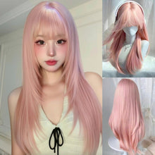 Load image into Gallery viewer, INSTOCK ★PINK★ Layered Straight Airy Bangs Long Hair Wig [Adjustable/Breathable]
