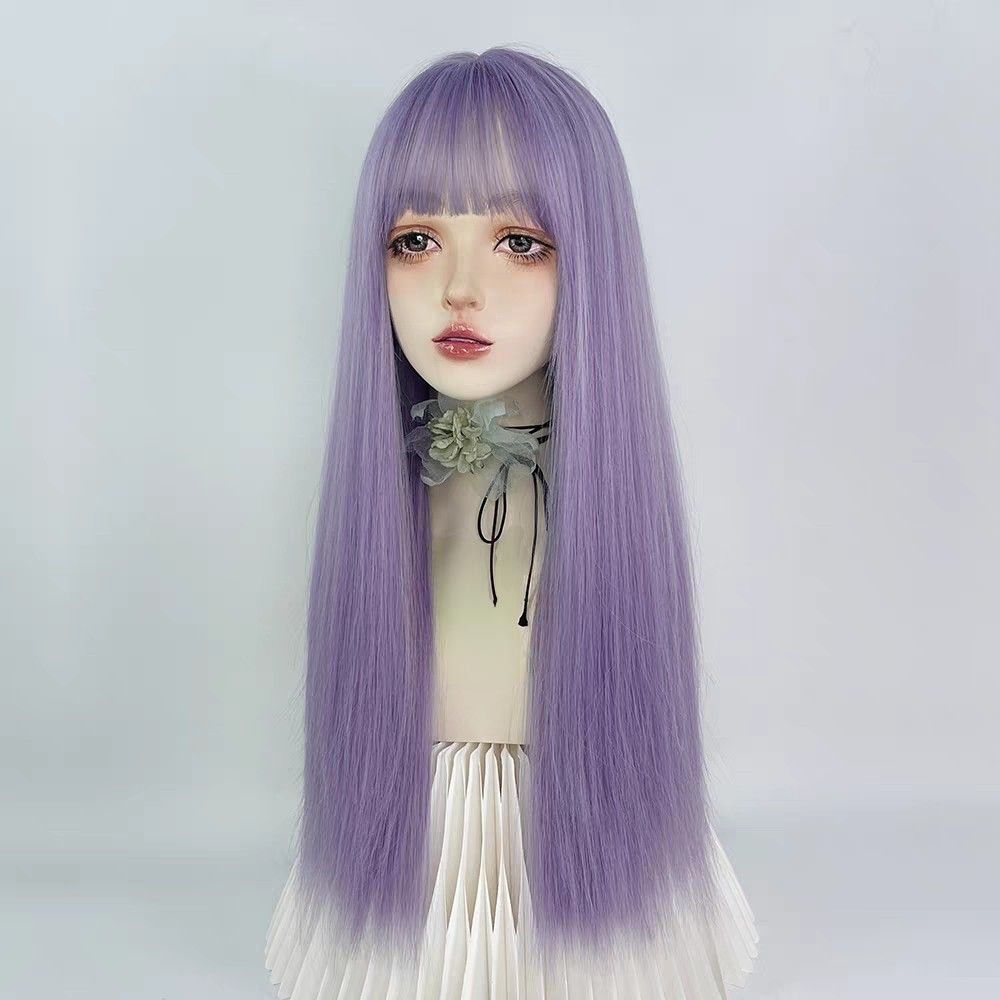 INSTOCK ★PURPLE★ Korean Wig Straight Airy Bangs Long Hair Cosplay [Adjustable/Breathable]