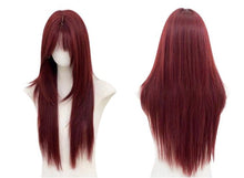 Load image into Gallery viewer, INSTOCK ★RED★ Korean Layered Straight Airy Bangs Long Hair Wig Cosplay [Adjustable/Breathable]
