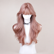 Load image into Gallery viewer, INSTOCK ★ROSE GOLD PINK★ Korean Wig Wavy Curly Airy Bangs Long Hair [Adjustable/Breathable]
