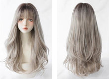 Load image into Gallery viewer, INSTOCK ★Silver Ash Grey Gradient★ Korean Airy Bangs Natural Long Curly/Wavy Hair Wig [Adjustable/Breathable]
