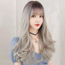 Load image into Gallery viewer, INSTOCK ★Silver Ash Grey Gradient★ Korean Airy Bangs Natural Long Curly/Wavy Hair Wig [Adjustable/Breathable]
