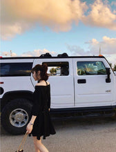 Load image into Gallery viewer, INSTOCK Korean Off Shoulder Black V-Neck Retro Flare Slim Skater Dress Elegant
