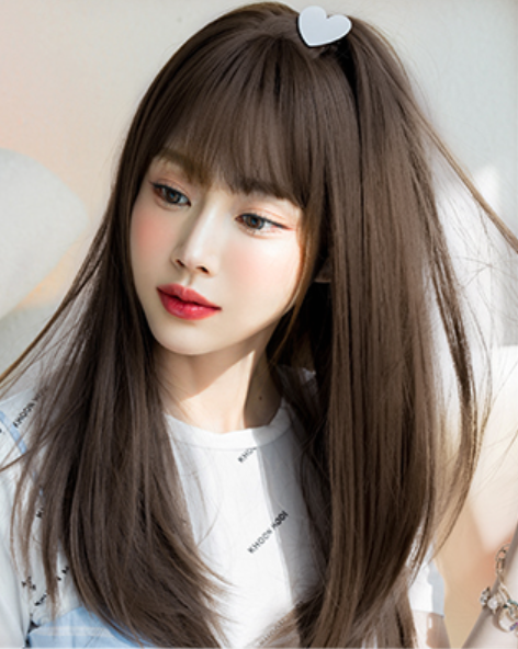INSTOCK ★3 COLORS★ Korean Airy Bangs Natural Long Straight Hair Wig [Adjustable/Breathable]