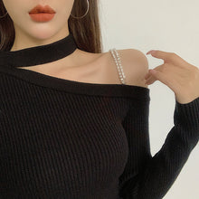 Load image into Gallery viewer, Korean Black Knitted Simple Long Sleeve One-Sided Off Shoulder Dress
