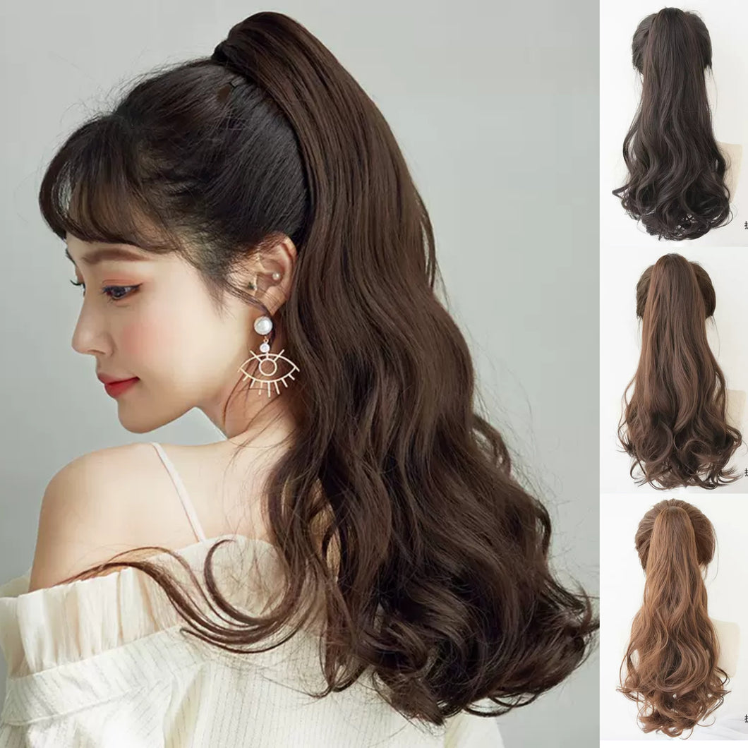 INSTOCK Korean 3 Colors Wavy/Curly Natural Long Clip On Ponytail Hair Extensions